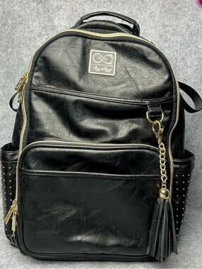 Itzy Ritzy OG Chelsea Black Gold Studded Diaper Bag Backpack + Changing Pad